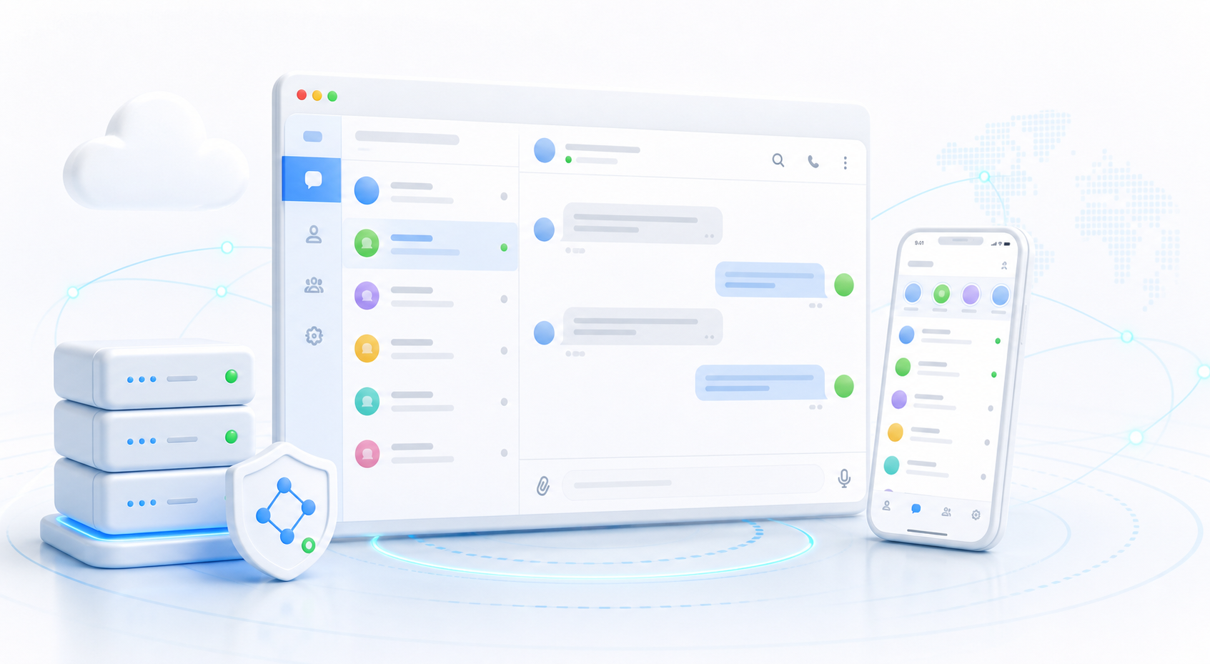 Preview of telesrv clients connected to a self-hosted server.